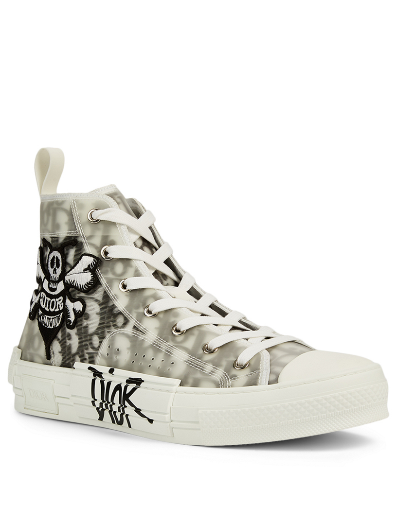 DIOR B23 Dior Oblique Canvas High-Top Sneakers With DIOR And Shawn