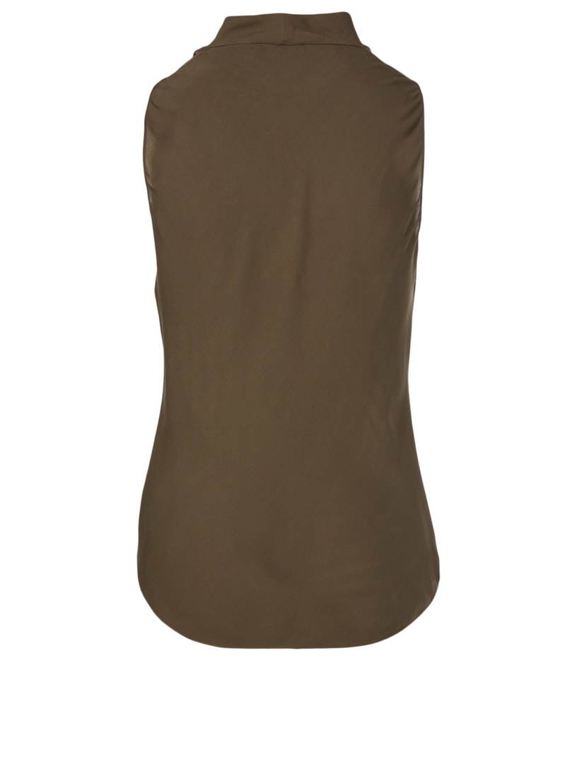 Silk Cowlneck Sleeveless Top