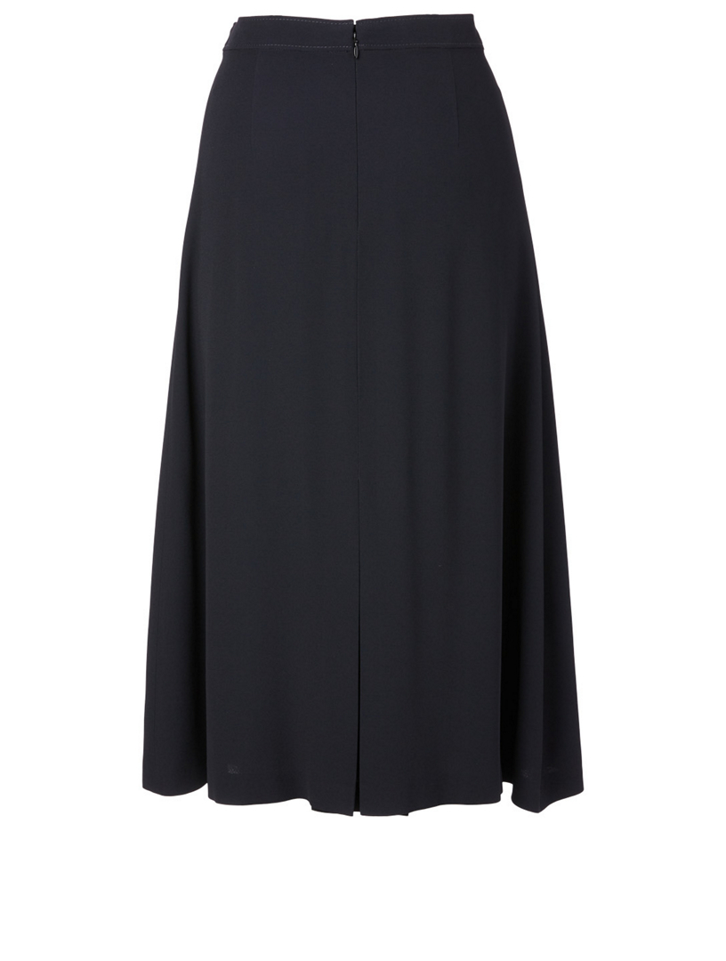 Satin Pleated Midi Skirt