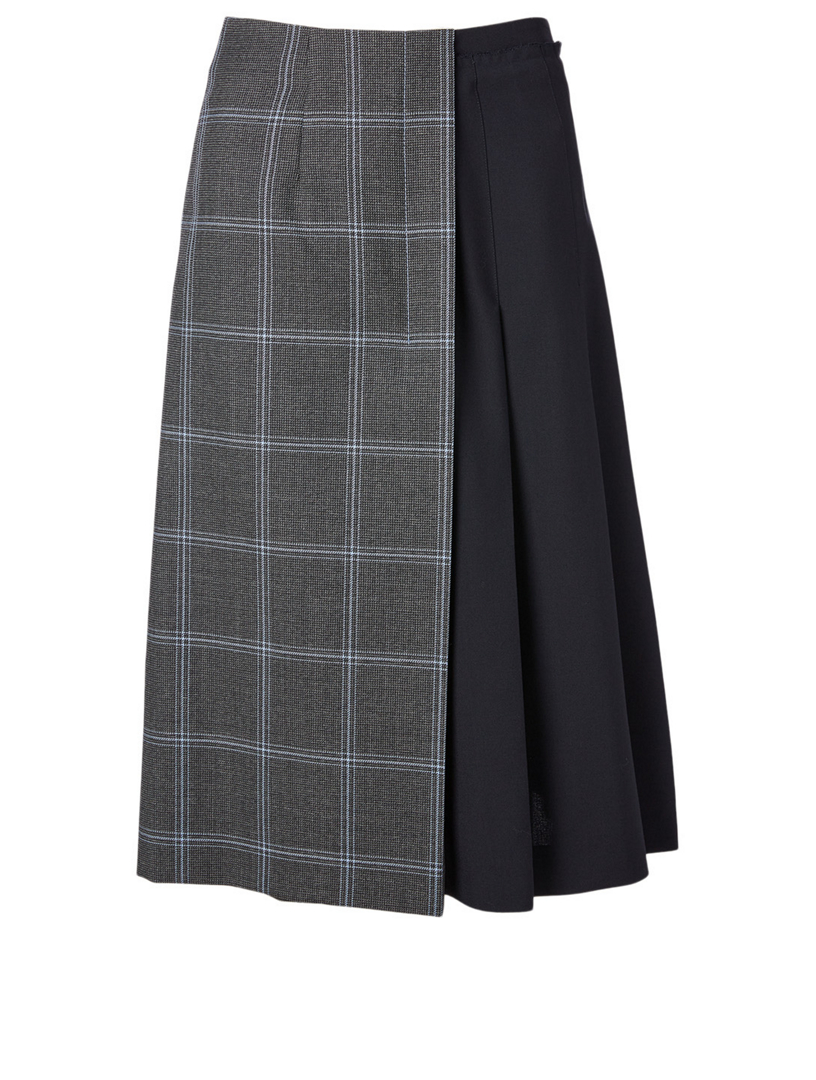 Wool Two-Tone Midi Skirt
