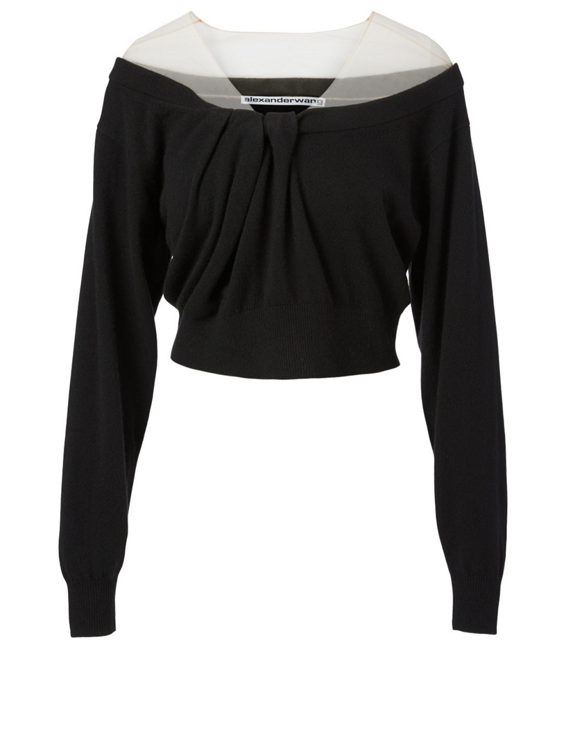 ALEXANDER WANG Illusion Tulle Cropped Sweater Holt Renfrew