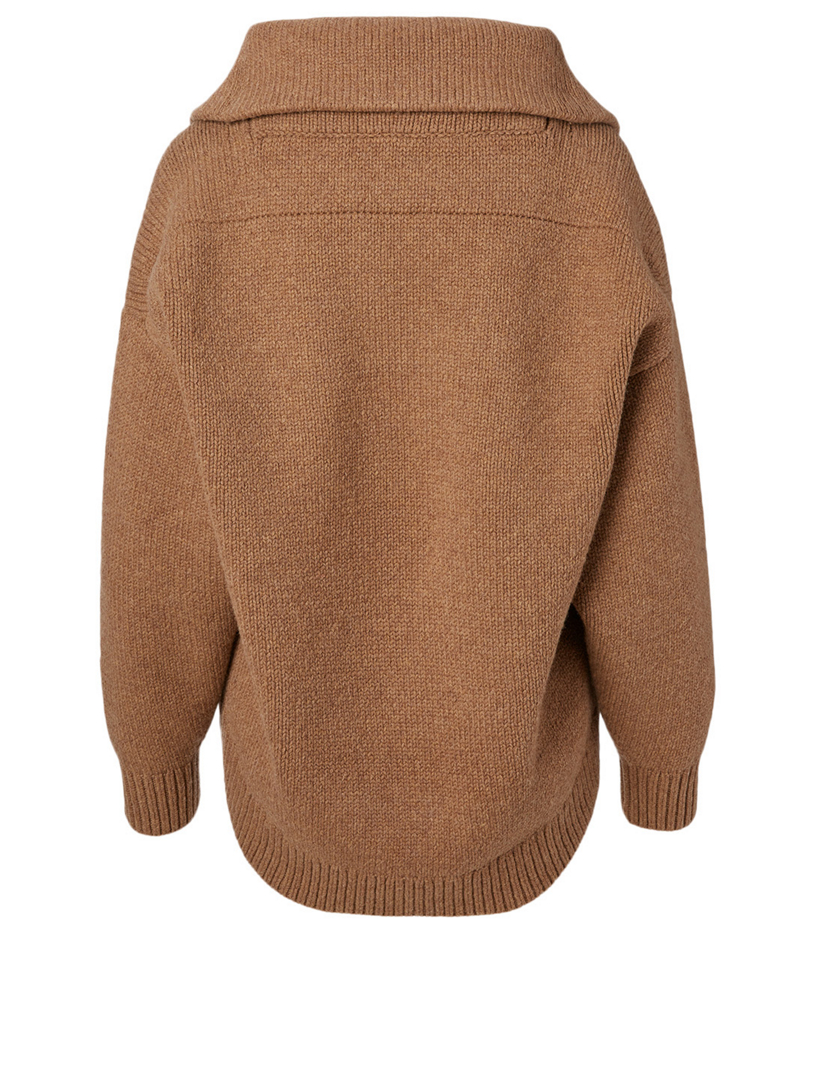Wool Split-Collar Sweater