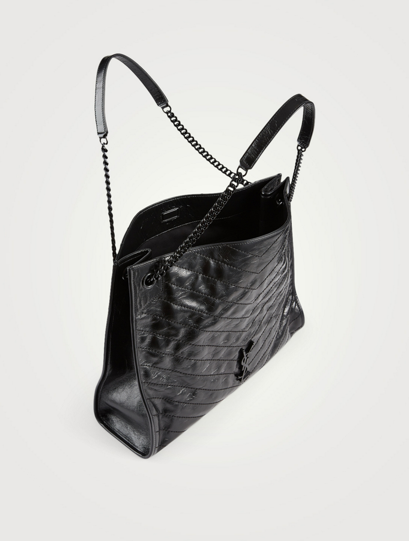 Shopping Large Leather Tote in Black - Saint Laurent