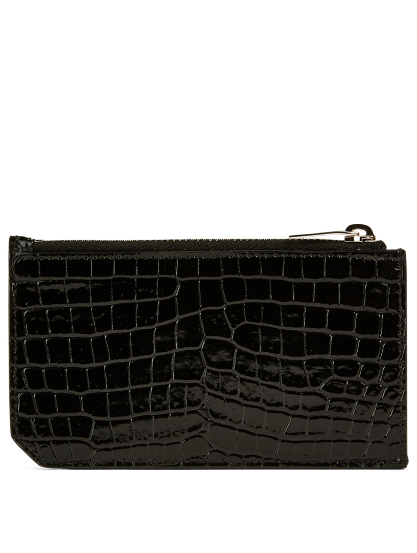 Fragments Croc-Embossed Leather Zip Card Holder