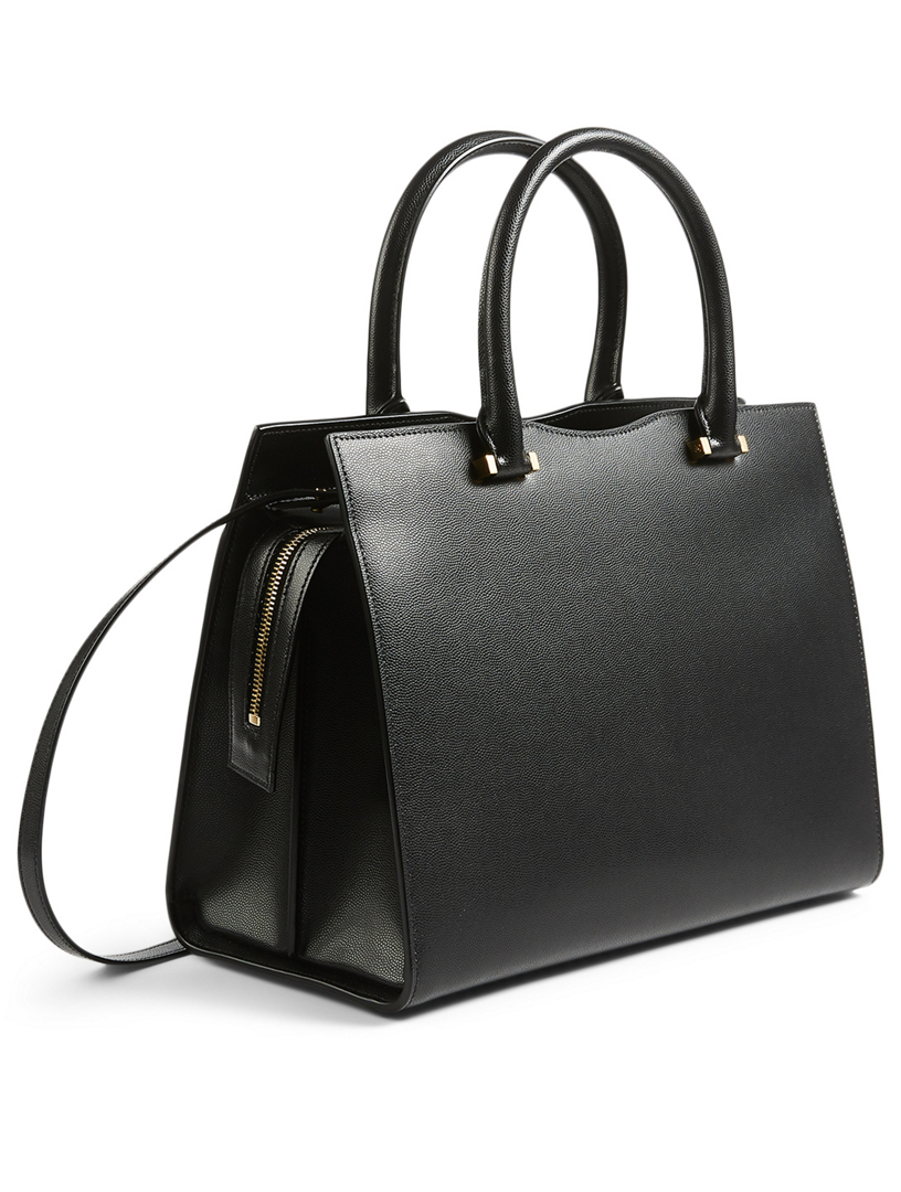 Saint Laurent Uptown Medium Box Leather Top-Handle Bag