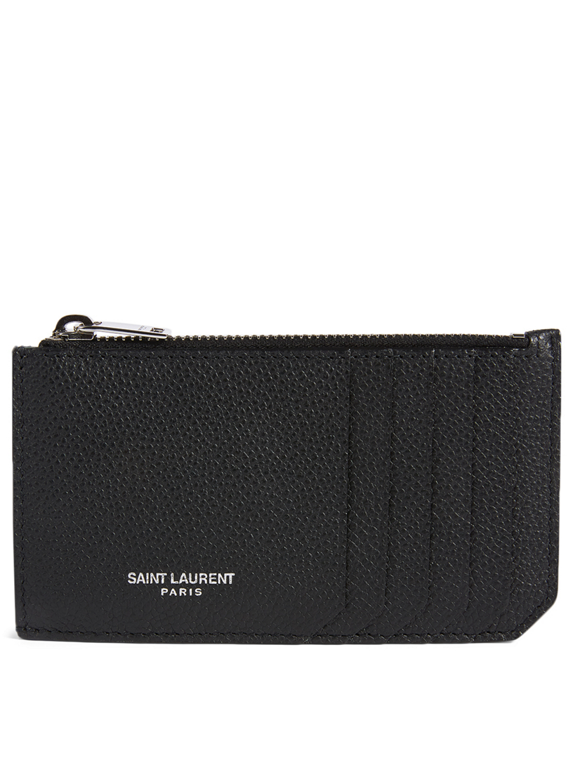 SAINT LAURENT Fragments Leather Zip Card Holder | Holt Renfrew