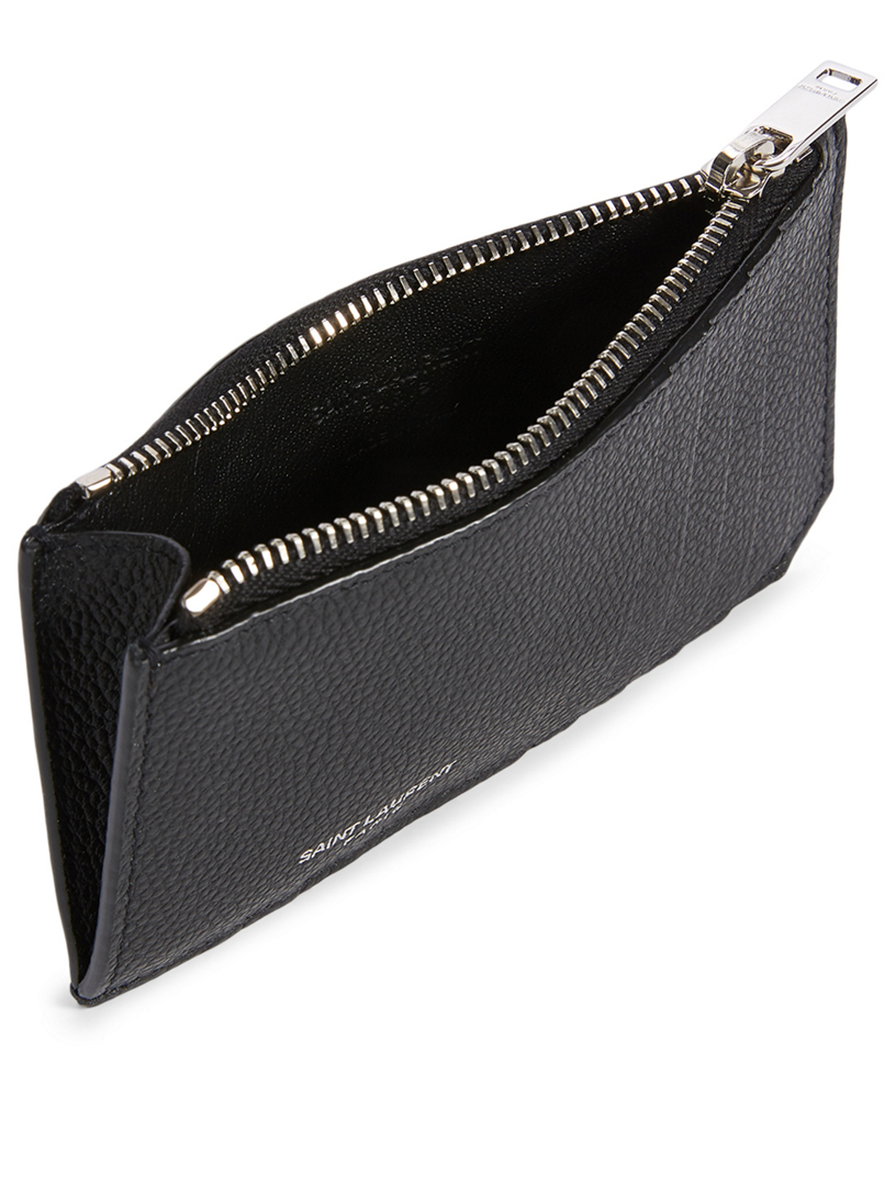 SAINT LAURENT Fragments Leather Zip Card Holder | Holt Renfrew