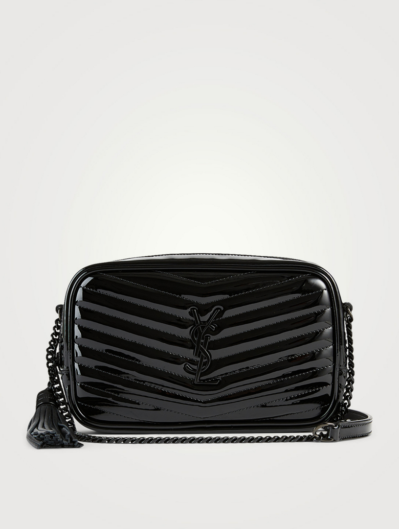 Saint Laurent Lou Mini Patent-leather Shoulder Bag in Black