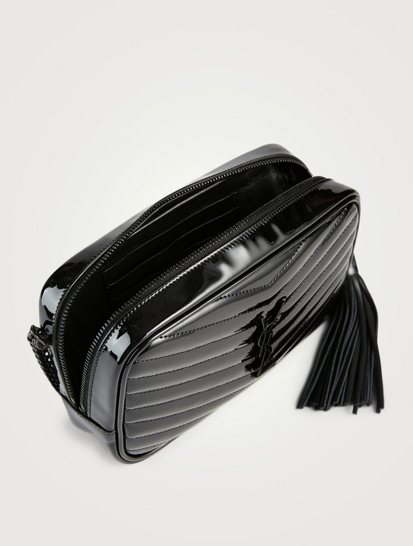 Saint Laurent Lou Mini Patent-leather Shoulder Bag in Black
