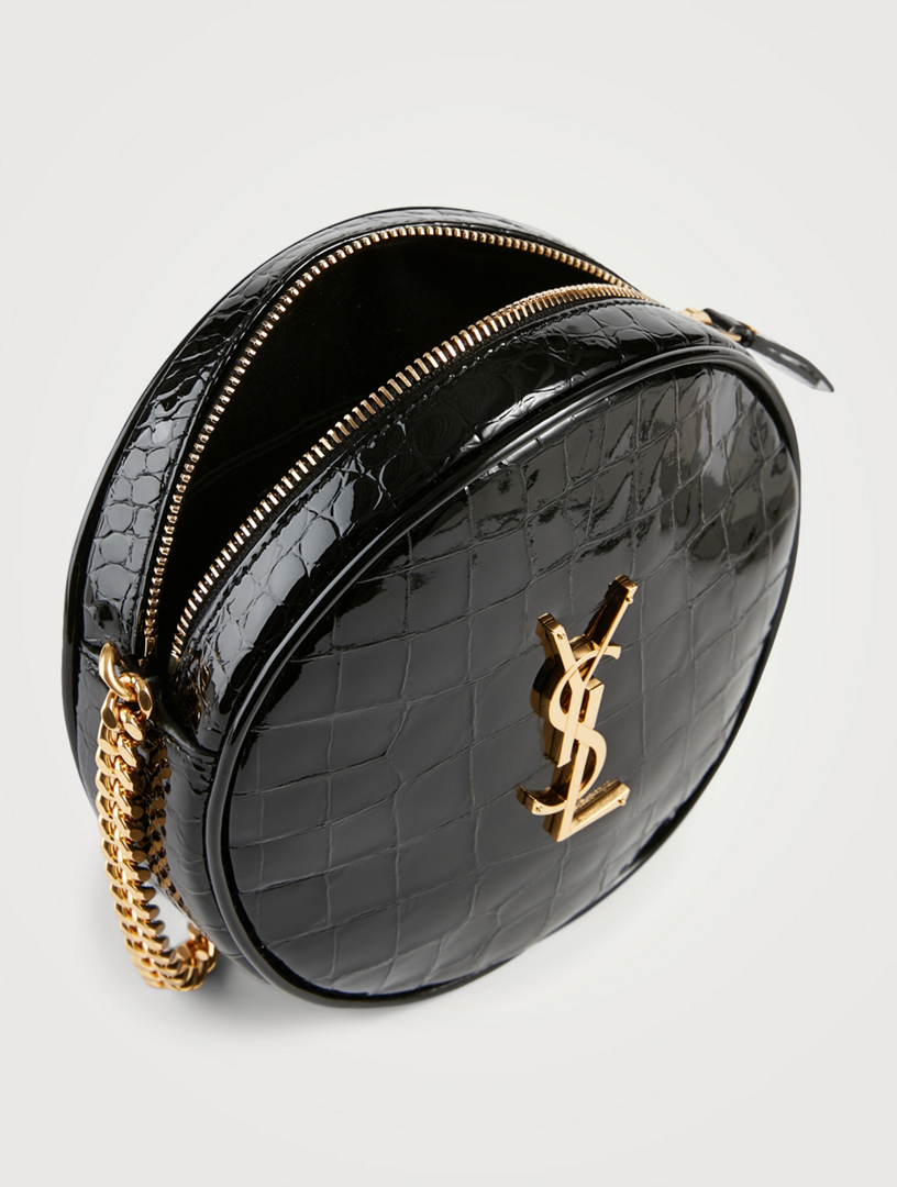 Vinyle YSL Monogram Round Croc-Embossed Leather Camera Bag