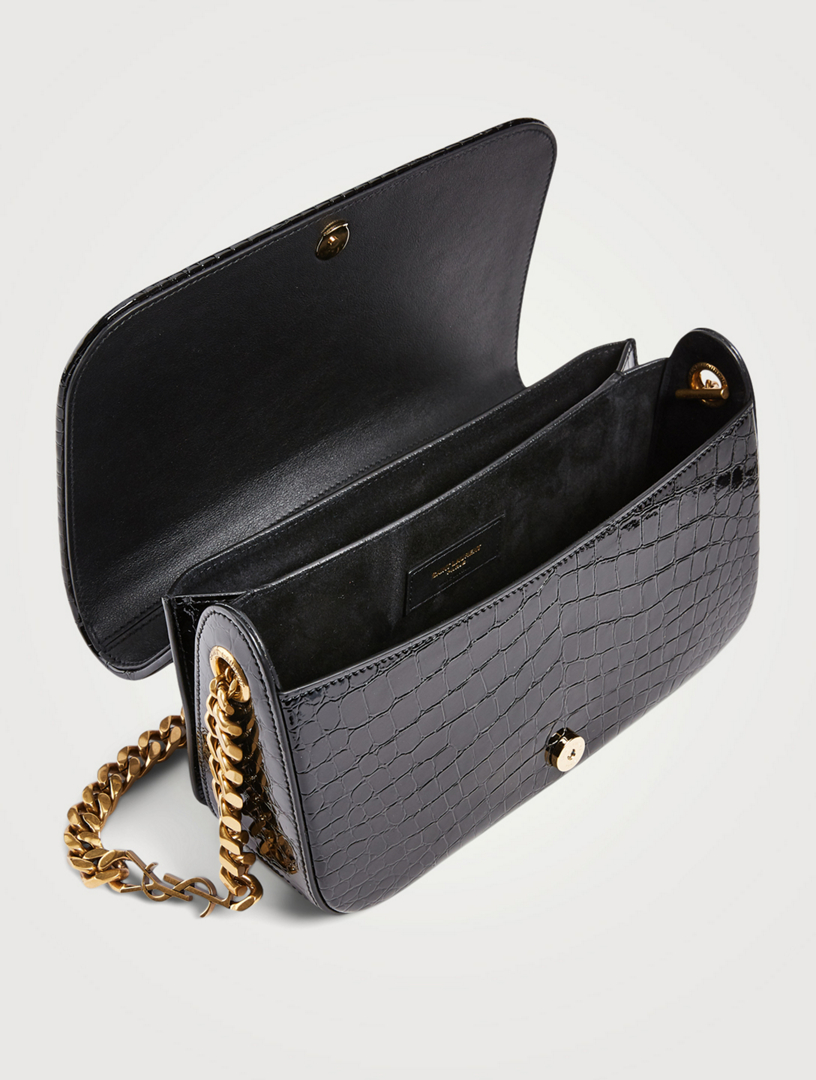 SAINT LAURENT Elise YSL Monogram Croc-Embossed Leather Bag | Holt Renfrew