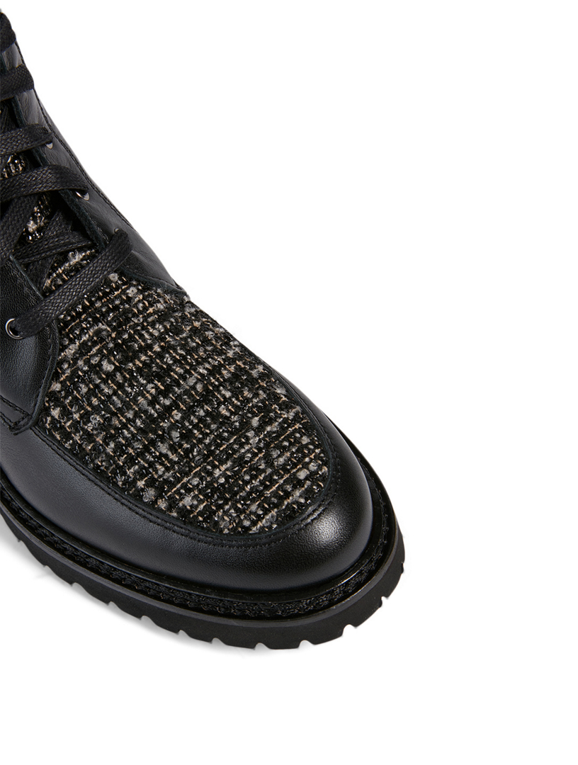 AQUATALIA Marlee Leather And Tweed Combat Boots Holt Renfrew