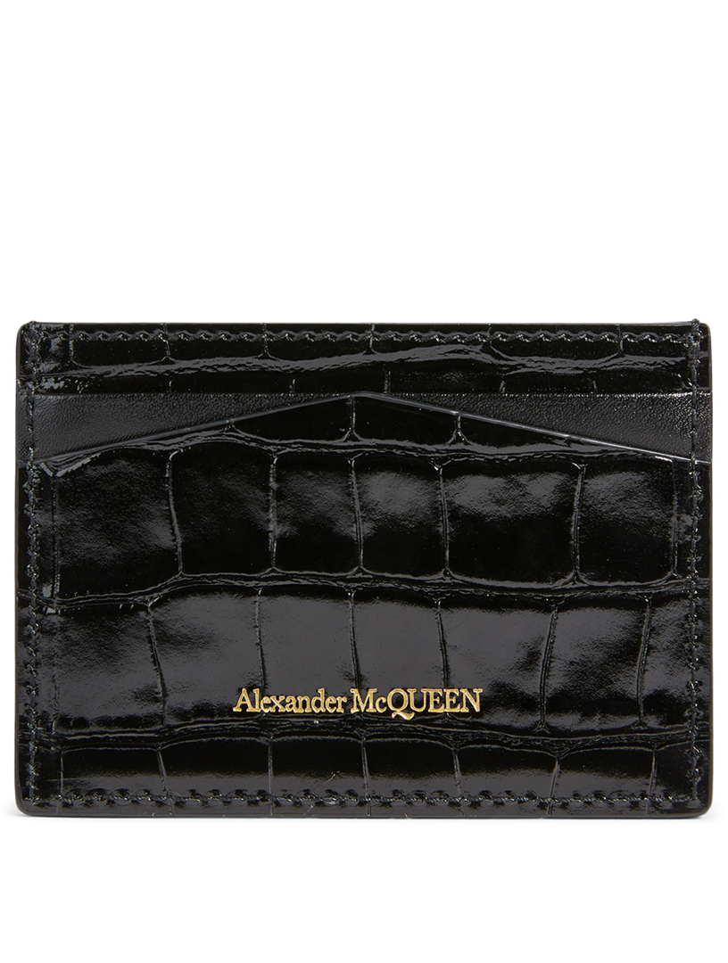 Croc-Embossed Leather Card Holder