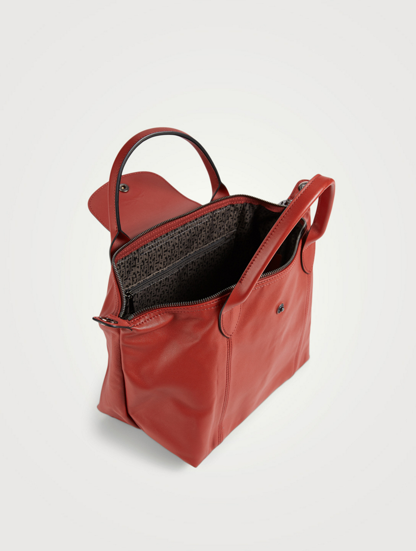 Small Le Pliage Leather Top Handle Bag