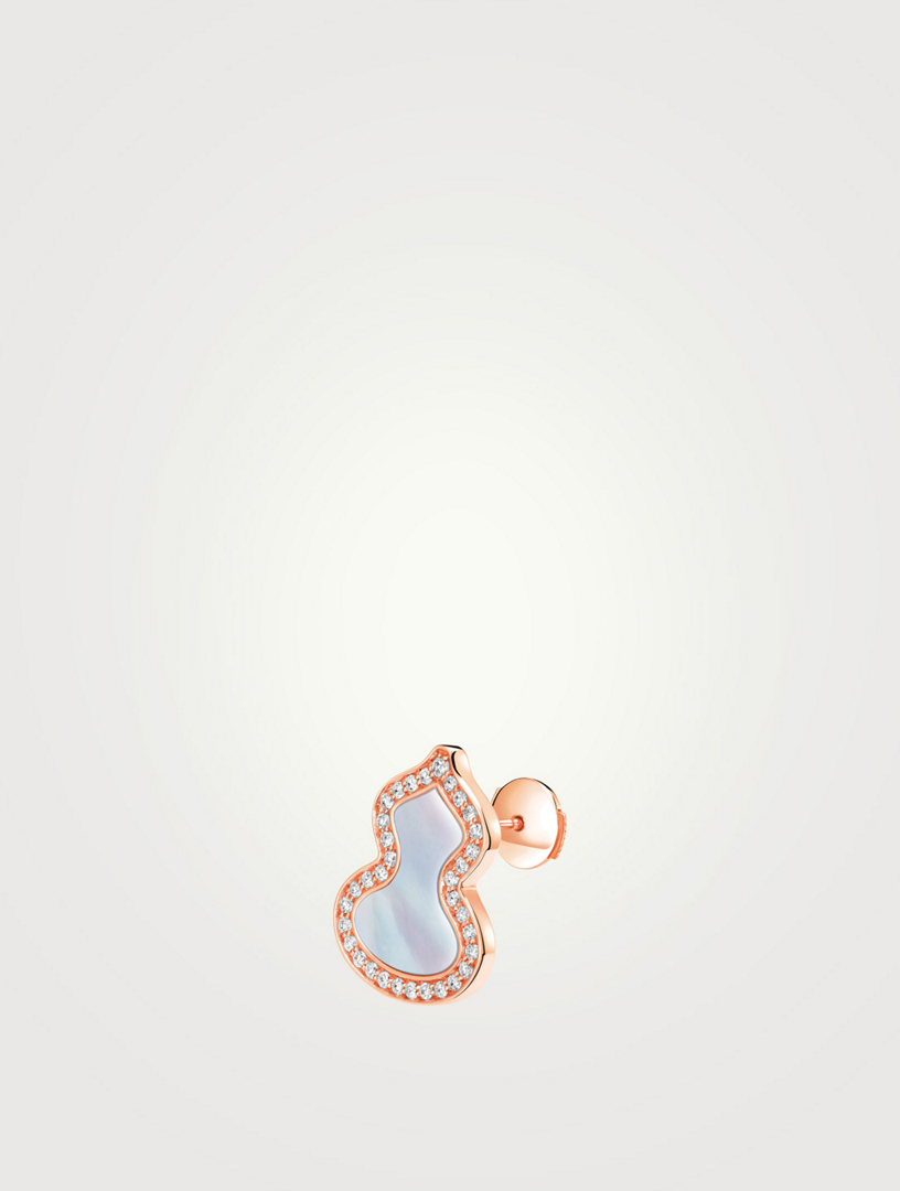 Small Wulu 18K Rose Gold Stud Earring With Diamonds And Mother-Of-Pearl