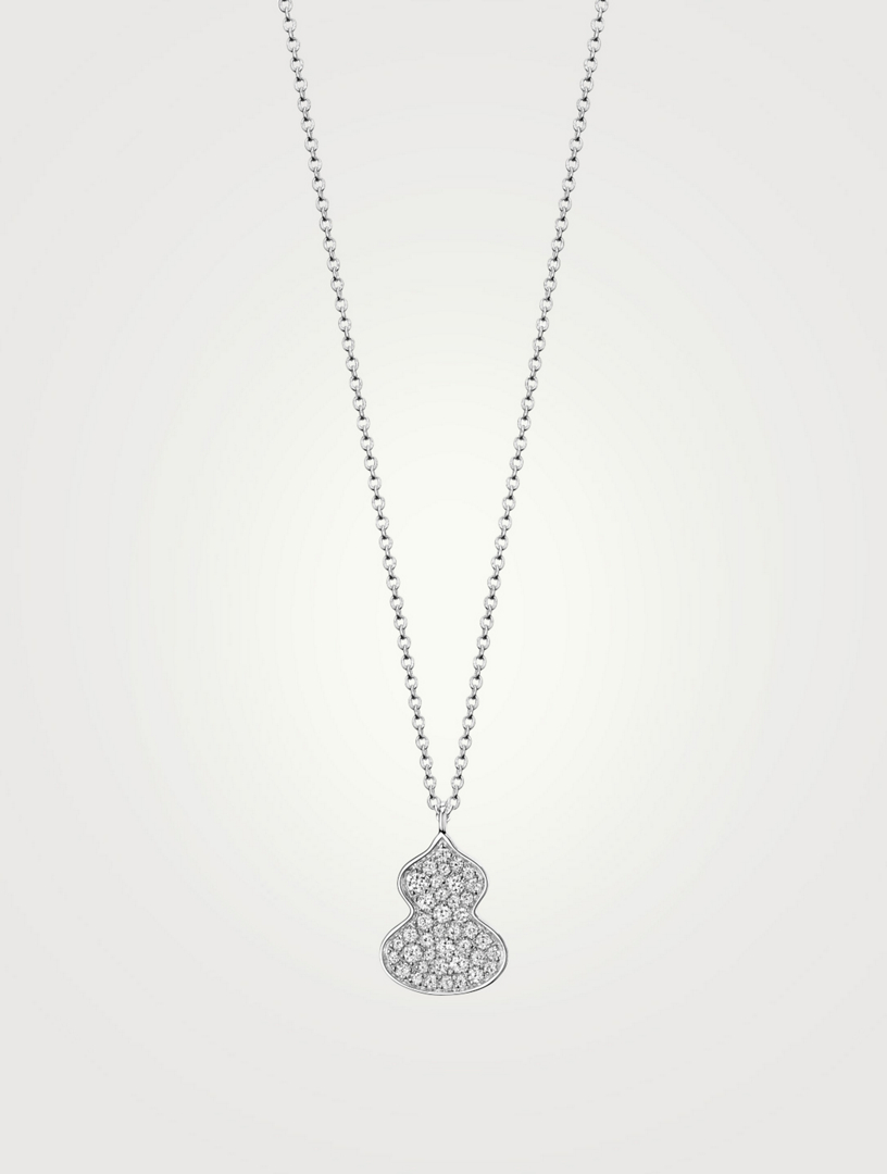 Petite Wulu 18K White Gold Necklace With Diamonds