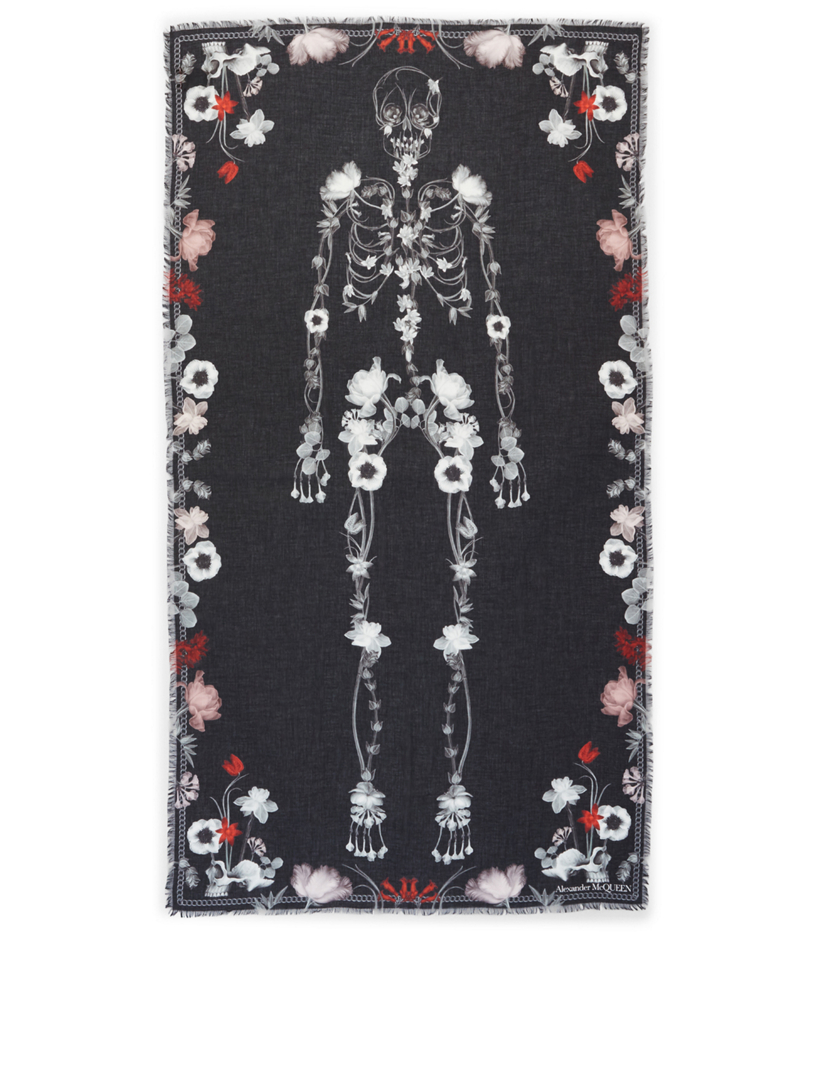 Modal And Wool Night Flower Skeleton Scarf