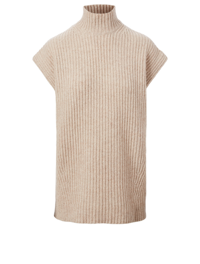 RainGirl - Sleeveless Turtleneck Plain Knit Top