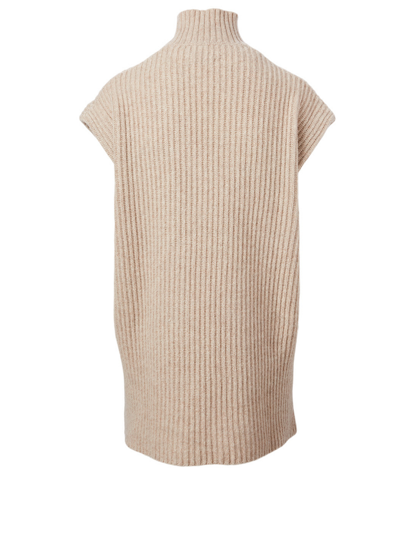 Wool-Blend Turtleneck Sleeveless Sweater