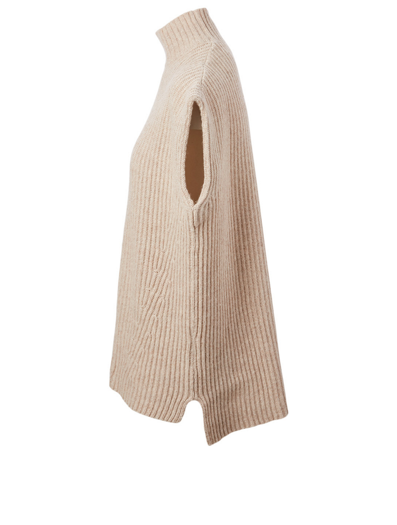 Wool-Blend Turtleneck Sleeveless Sweater