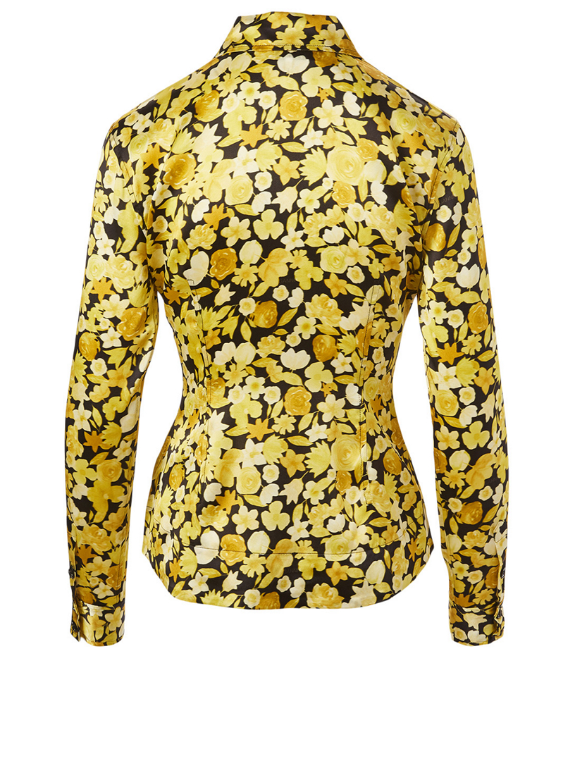 Silk Stretch Shirt Floral Print
