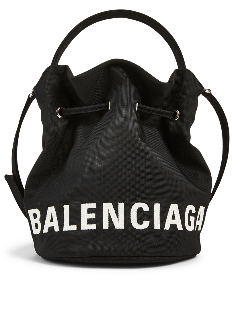Balenciaga Wheel XS Drawstring Bucket Bag Black White 656682H854N1060