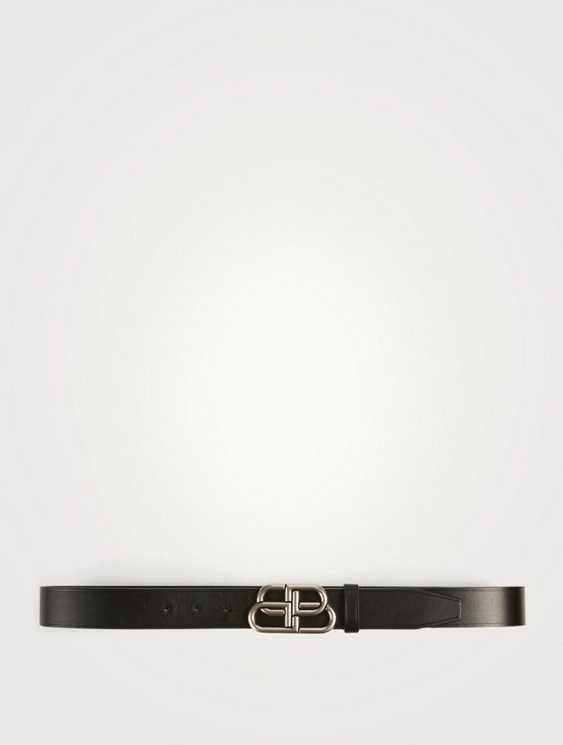 Leather Belt With Logo Buckle