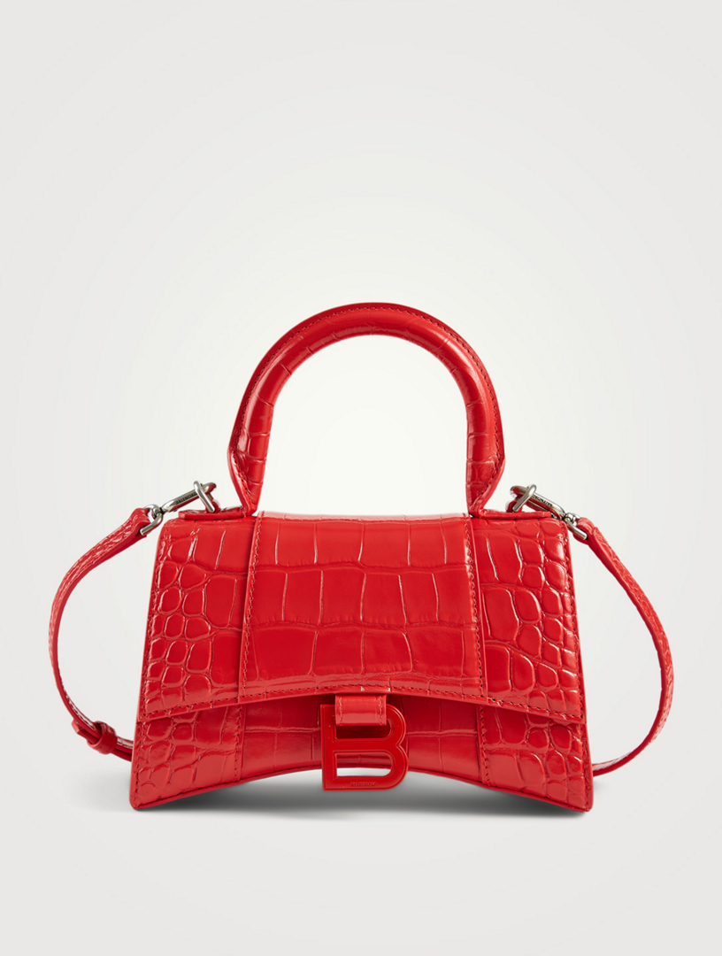 BALENCIAGA Extra Small Hourglass Croc-Embossed Leather Bag | Holt Renfrew