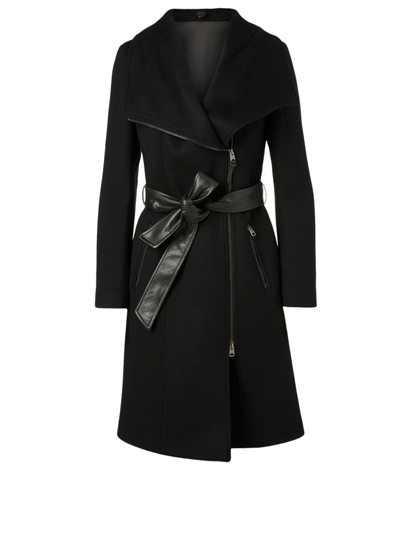 MACKAGE Nori Wool Coat With Leather Sash Belt Holt Renfrew