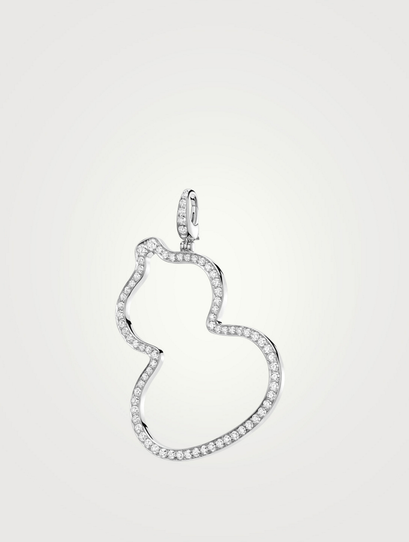 Medium Wulu 18K White Gold Pendant With Diamonds