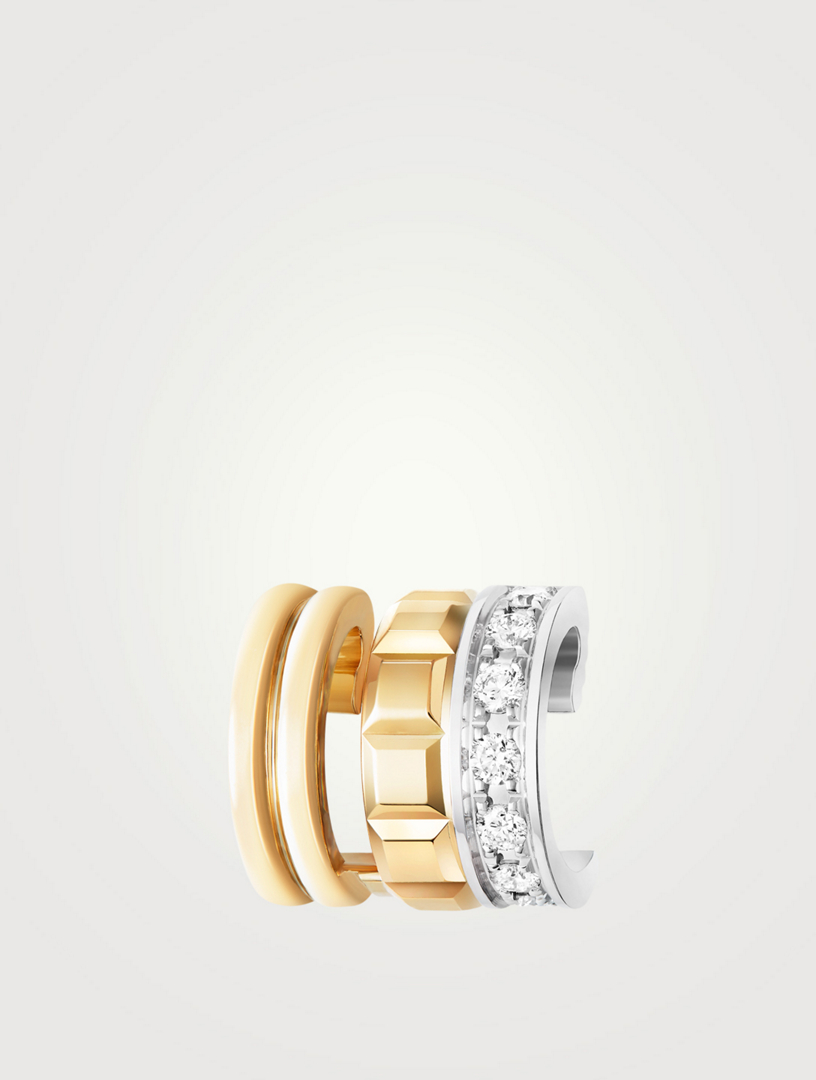 Miniboucle d'oreille Radiant Edition Quatre en or deux tons parée de diamants