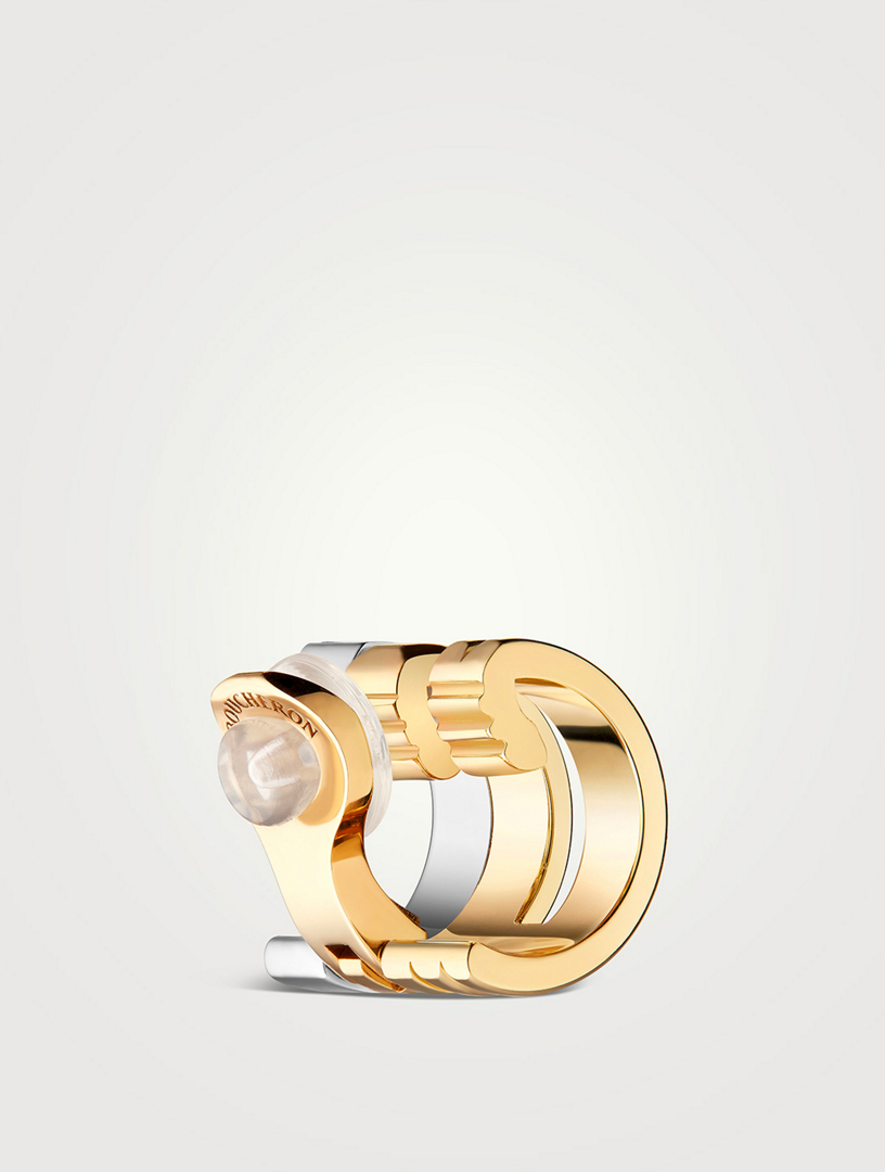 Mini Radiant Edition Quatre Two-Tone Gold Earring With Diamonds