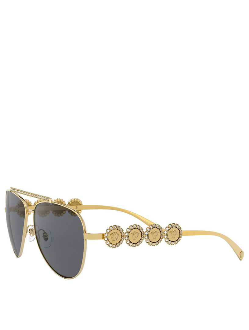 Versace Signature Medusa Aviator Sunglasses With Crystals Holt Renfrew 