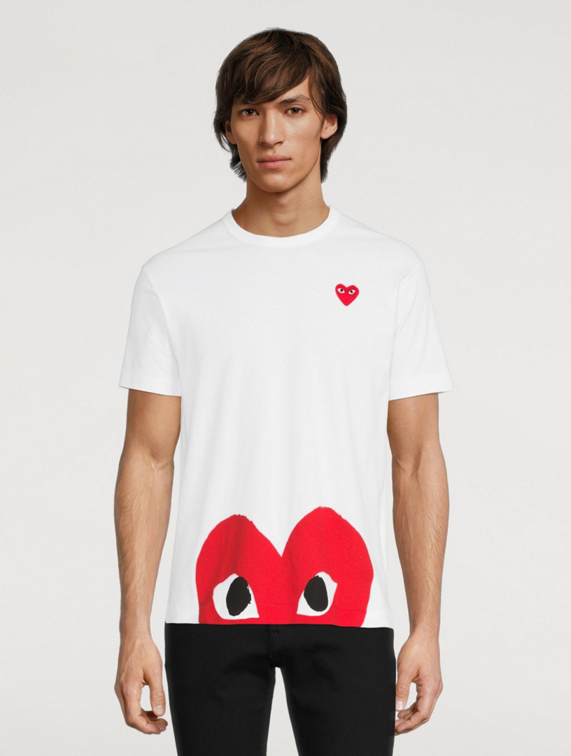 Comme des gar?ons play heart cheap face graphic t-shirt