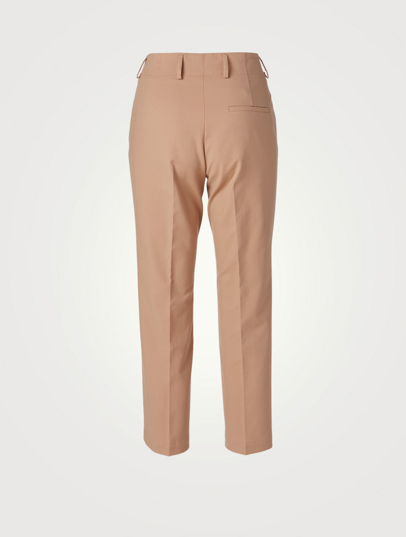 Cotton Stretch Mid-Rise Cropped Pants