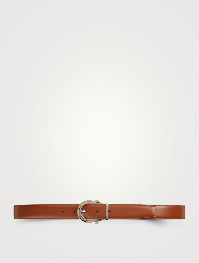 Reversible and adjustable Gancini belt - Belts - Leather