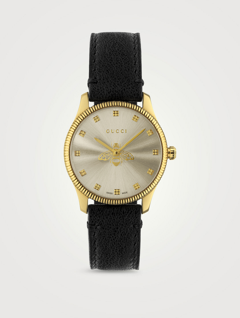 G-Timeless Slim Leather Strap Watch