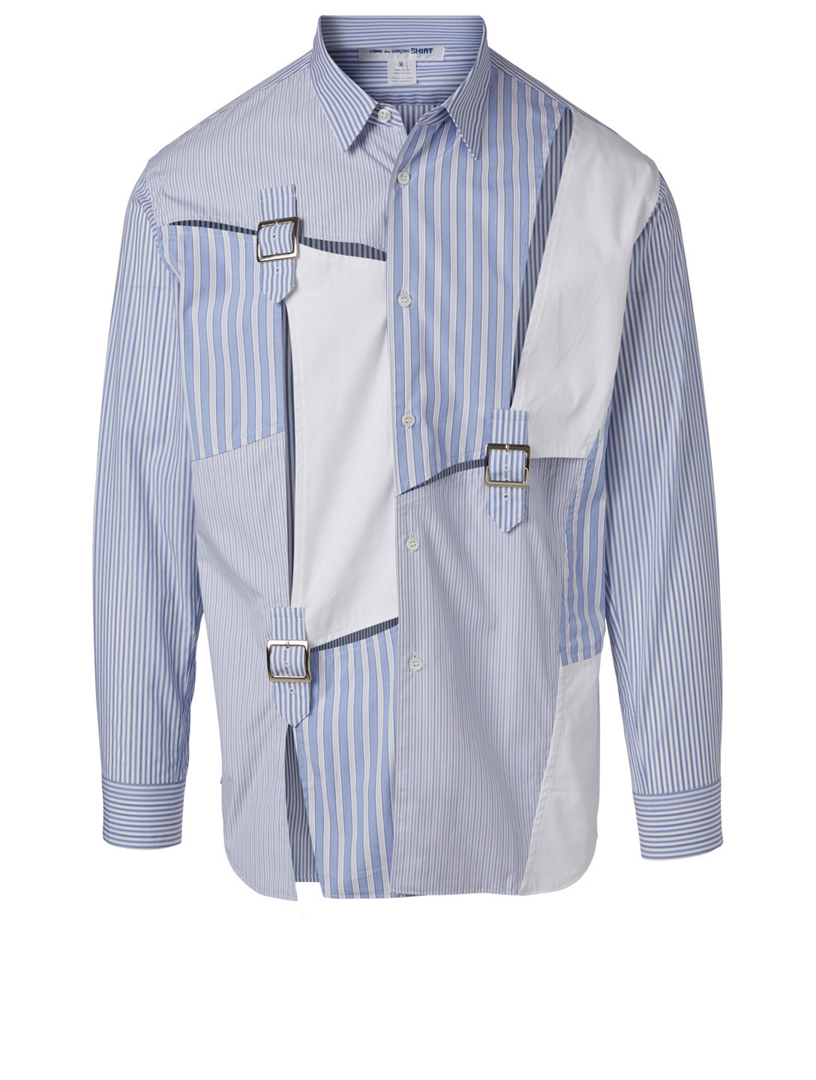 Cotton Buckle Shirt In Striped Print