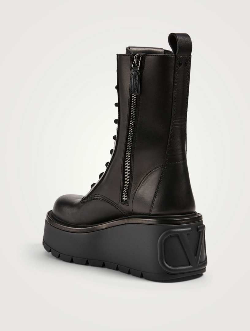 関税送料込Valentino Uniqueform Platform Boots VALENTINO GARAVANI Uniqueform VLOGO Leather Platform Combat