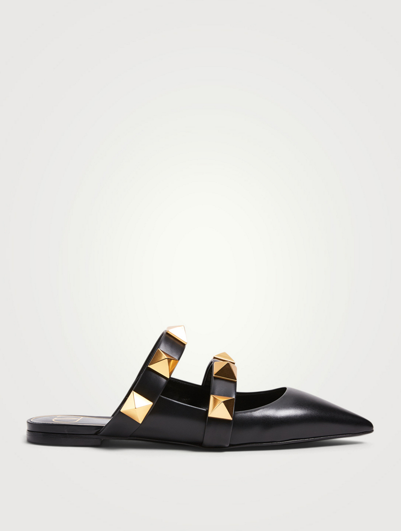 Roman Stud Leather Flat Mules