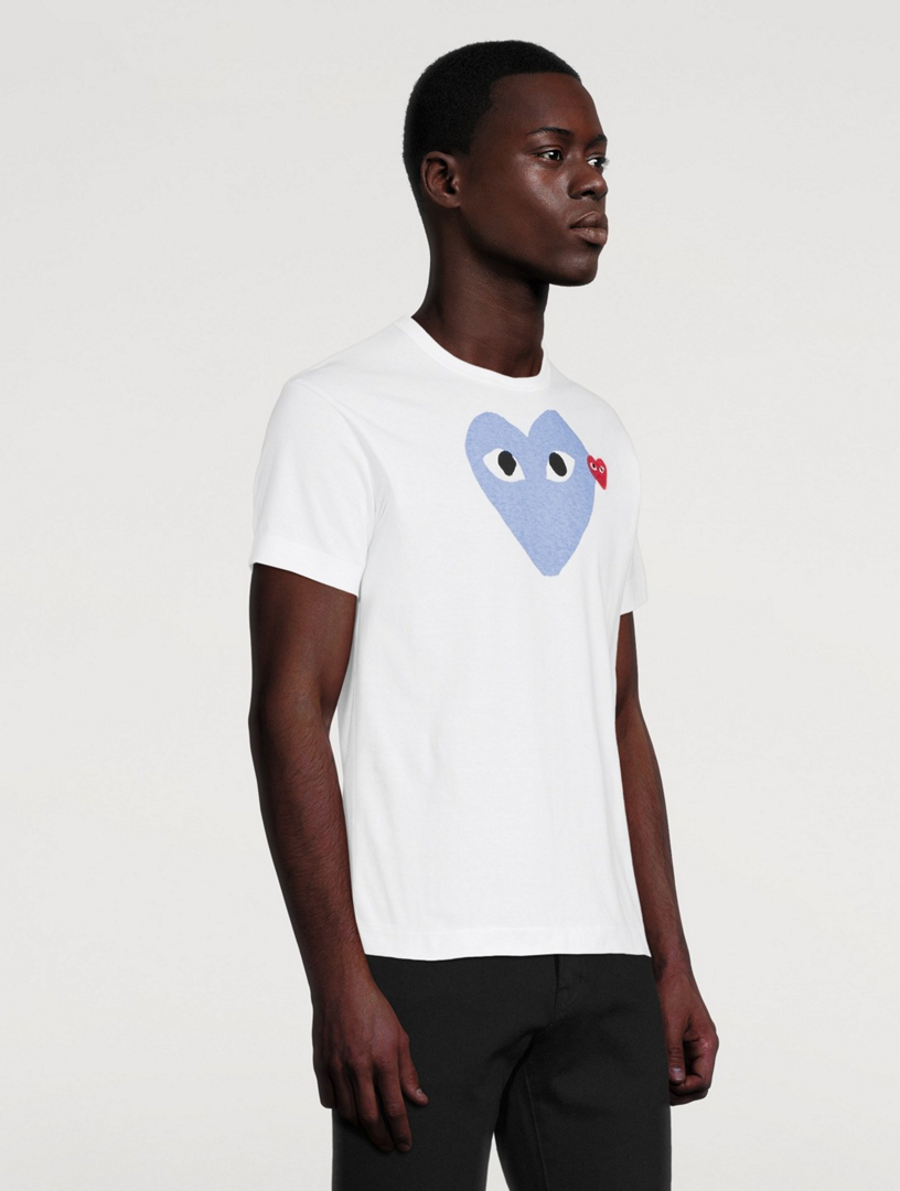 Comme des garcons blue cheap heart shirt