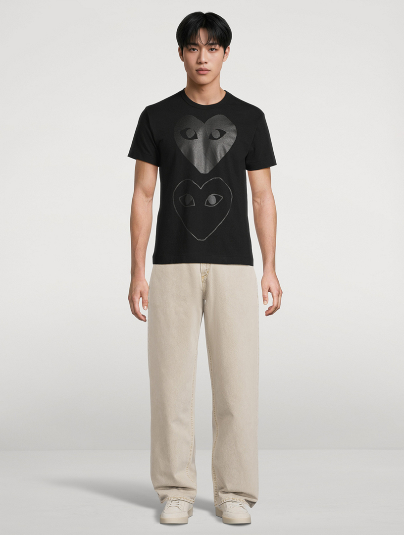 COMME DES GARÇONS PLAY Cotton Double Heart Logo T-Shirt | Holt Renfrew