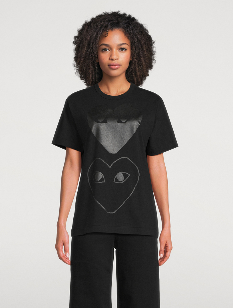 COMME DES GARÇONS PLAY Cotton Double Heart Logo T-Shirt | Holt Renfrew