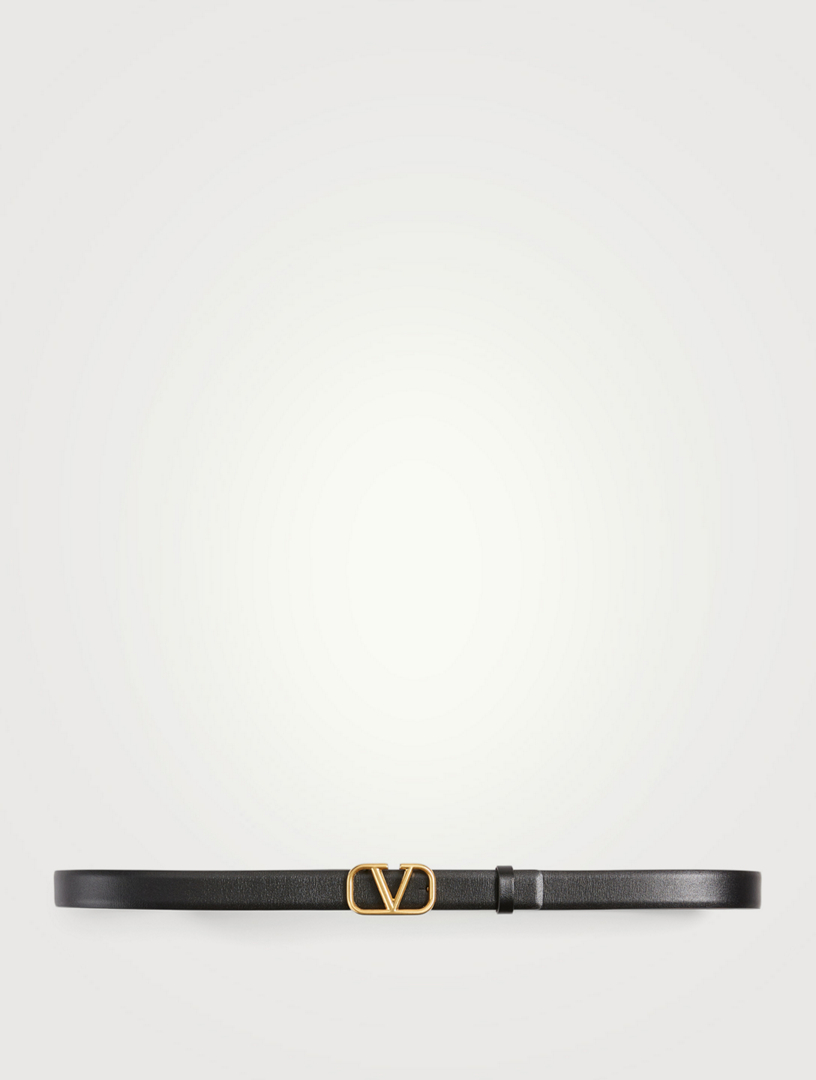 Valentino Garavani Vlogo Buckle Leather Belt - Black