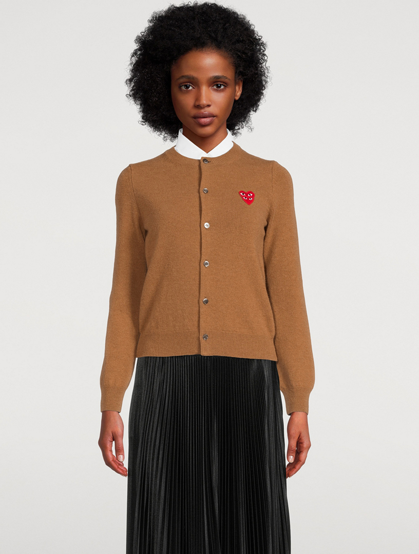 COMME DES GARÇONS PLAY Overlapping Hearts Wool Cardigan | Holt Renfrew