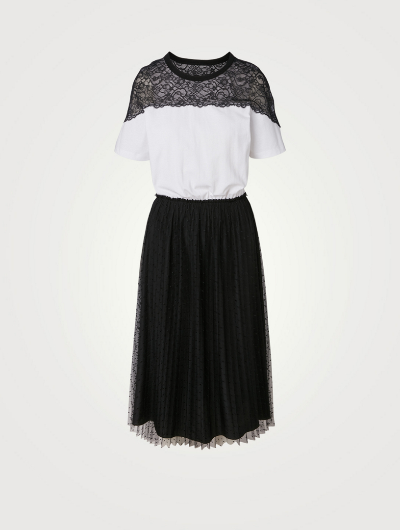 Point D'esprit Tulle Jersey Midi Dress