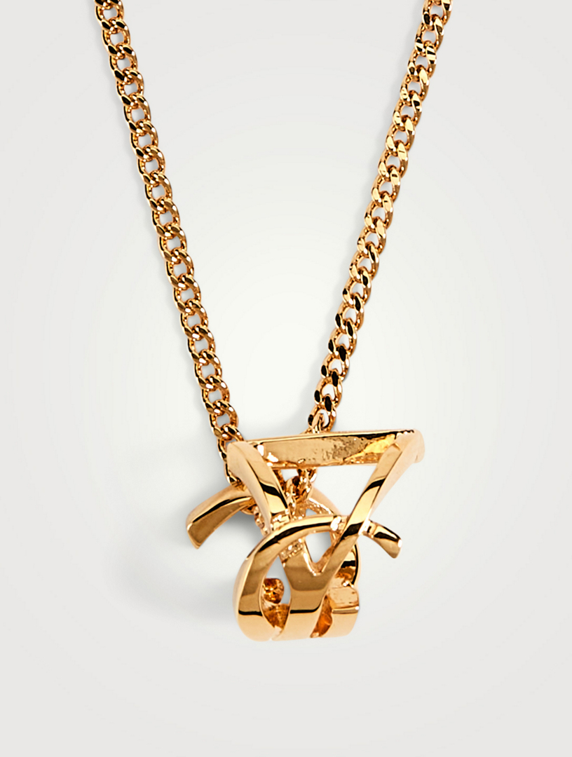 Saint Laurent Monogram Twist Pendant Necklace - Gold