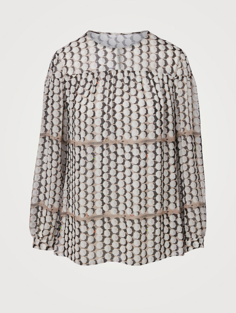 Crewneck Blouse Parasol Print
