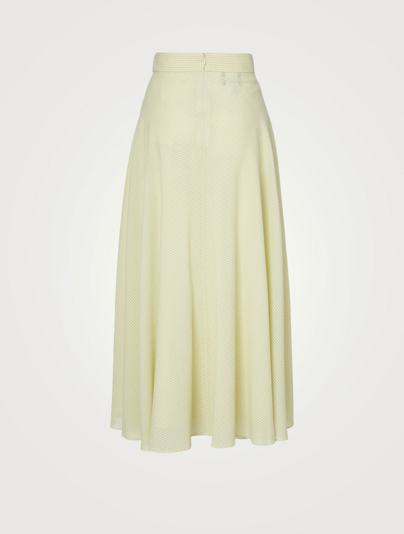 Wool And Silk Seersucker Long Skirt
