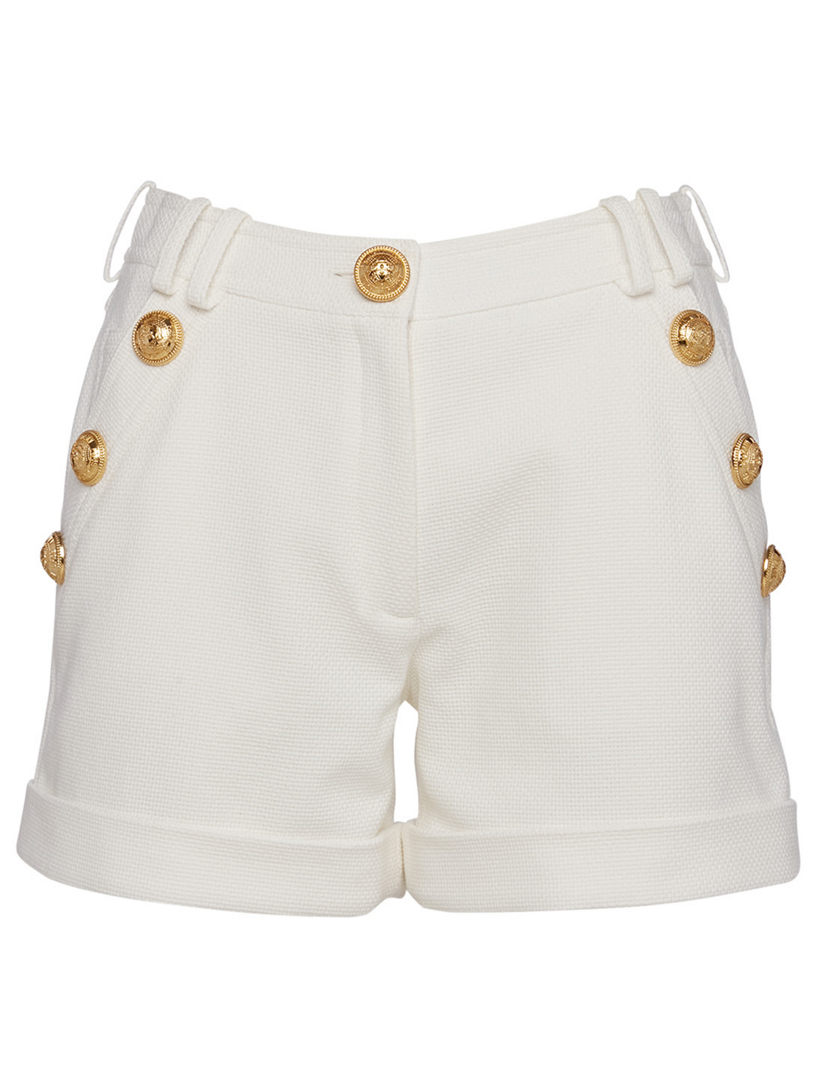 Cotton Low-Rise Shorts With Buttons
